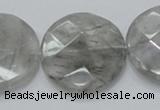 CCQ139 15.5 inches 30mm faceted coin cloudy quartz beads wholesale