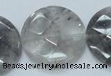 CCQ140 15.5 inches 35mm faceted coin cloudy quartz beads wholesale