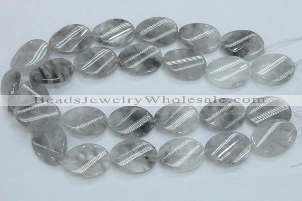 CCQ162 15.5 inches 23*30mm twisted oval cloudy quartz beads wholesale