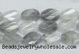 CCQ163 15.5 inches 10*14mm twisted & faceted oval cloudy quartz beads