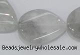 CCQ171 15.5 inches 22*30mm twisted flat teardrop cloudy quartz beads