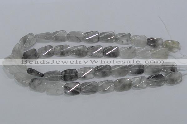 CCQ181 15.5 inches 13*19mm twisted rectangle cloudy quartz beads