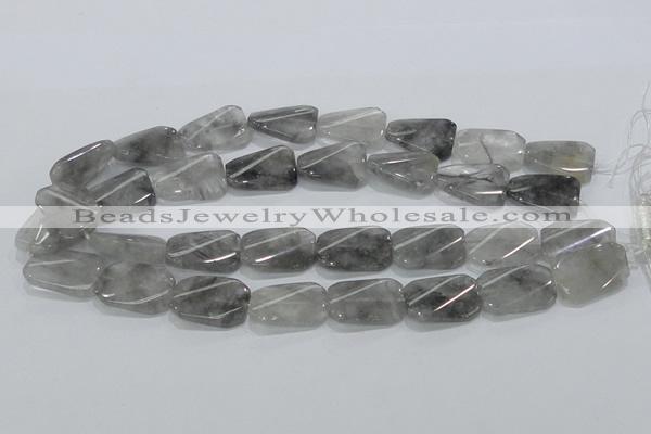 CCQ182 15.5 inches 18*25mm twisted rectangle cloudy quartz beads