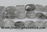 CCQ185 15.5 inches 8*12mm faceted rectangle cloudy quartz beads