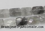 CCQ186 15.5 inches 10*14mm faceted rectangle cloudy quartz beads