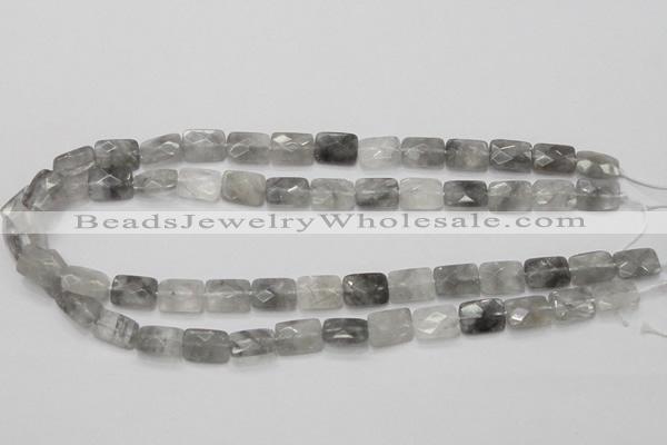 CCQ186 15.5 inches 10*14mm faceted rectangle cloudy quartz beads