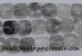 CCQ197 15.5 inches 8*8mm faceted square cloudy quartz beads