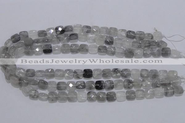 CCQ197 15.5 inches 8*8mm faceted square cloudy quartz beads