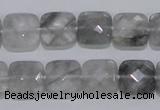 CCQ199 15.5 inches 12*12mm faceted square cloudy quartz beads