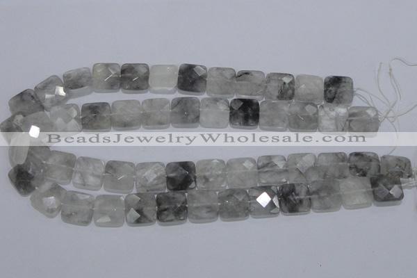 CCQ200 15.5 inches 15*15mm faceted square cloudy quartz beads