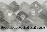 CCQ208 15.5 inches 10*10mm faceted diamond cloudy quartz beads