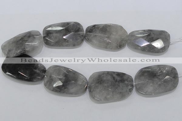 CCQ232 15.5 inches 35*50mm faceted freeform cloudy quartz beads