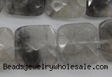 CCQ262 15.5 inches 20*20mm faceted square cloudy quartz beads