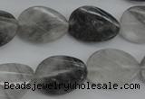 CCQ278 15.5 inches 15*20mm faceted & twisted oval cloudy quartz beads