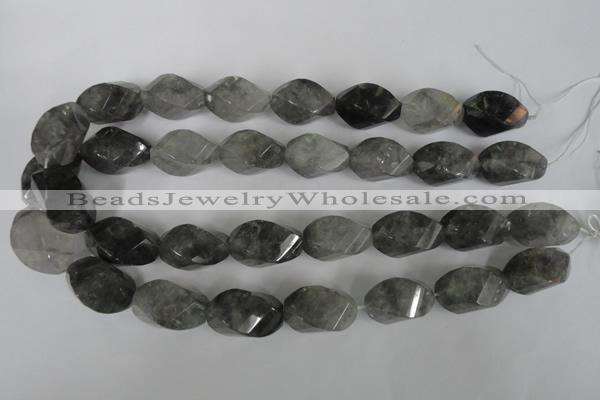 CCQ360 15.5 inches 15*25mm twisted rice cloudy quartz beads wholesale