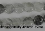 CCQ370 15.5 inches 12mm flat round cloudy quartz beads wholesale