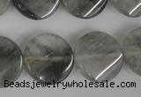 CCQ450 15.5 inches 20mm twisted coin cloudy quartz beads wholesale