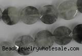 CCQ464 15.5 inches 12mm faceted coin cloudy quartz beads wholesale