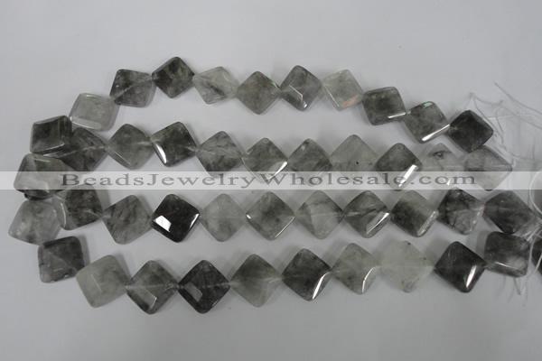 CCQ485 15.5 inches 15*15mm faceted diamond cloudy quartz beads