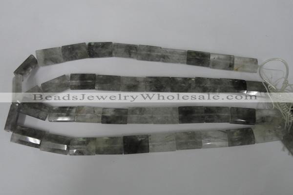 CCQ498 15.5 inches 13*20mm faceted flat tube cloudy quartz beads