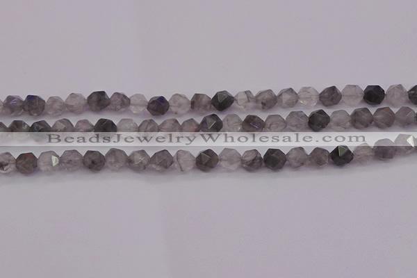 CCQ571 15.5 inches 6mm faceted nuggets cloudy quartz beads