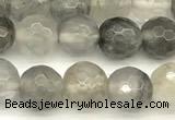 CCQ600 15 inches 6mm faceted round cloudy quartz beads