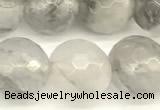 CCQ603 15 inches 12mm faceted round cloudy quartz beads