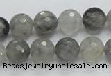 CCQ61 15.5 inches 12mm faceted round cloudy quartz beads wholesale