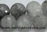 CCQ64 15.5 inches 18mm faceted round cloudy quartz beads wholesale