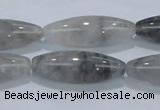 CCQ85 15.5 inches 10*30mm rice cloudy quartz beads wholesale