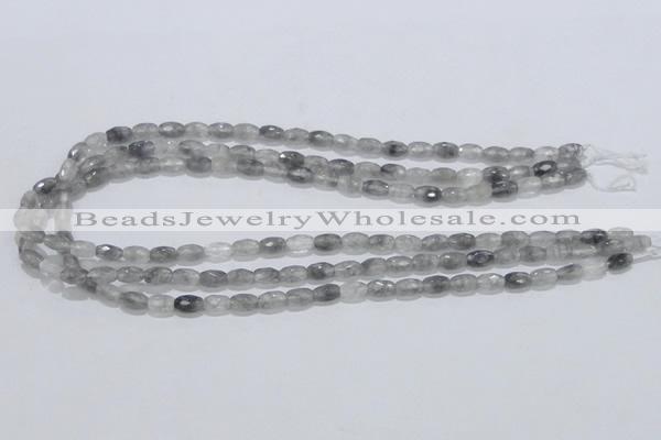 CCQ89 15.5 inches 5*8mm faceted rice cloudy quartz beads wholesale