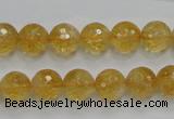 CCR05 15.5 inches 10mm faceted round natural citrine gemstone beads