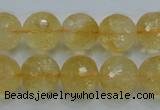 CCR06 15.5 inches 14mm faceted round natural citrine gemstone beads