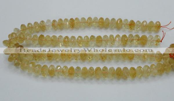 CCR11 15.5 inches 8*14mm faceted rondelle natural citrine gemstone beads