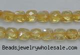 CCR14 15.5 inches 8*8mm faceted square natural citrine gemstone beads