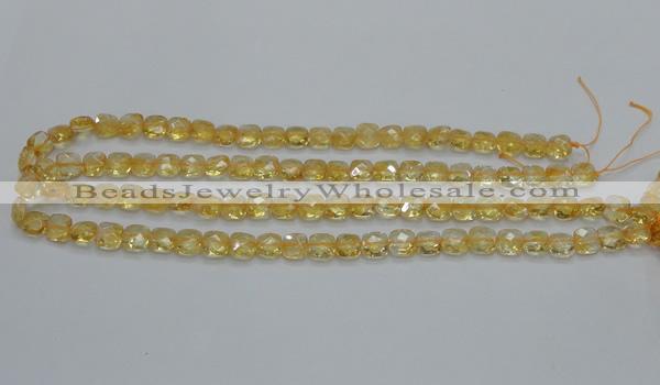 CCR14 15.5 inches 8*8mm faceted square natural citrine gemstone beads