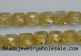 CCR15 15.5 inches 10*10mm faceted square natural citrine gemstone beads