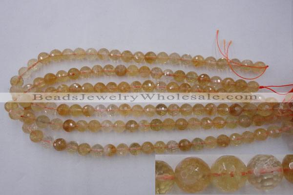 CCR154 15.5 inches 9mm faceted round natural citrine gemstone beads