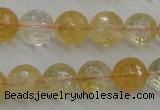 CCR158 15.5 inches 13mm faceted round natural citrine beads