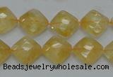 CCR17 15.5 inches 12*12mm faceted diamond natural citrine gemstone beads