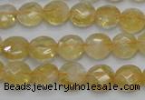 CCR18 15.5 inches 10mm faceted flat round natural citrine gemstone beads