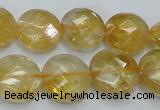 CCR20 15.5 inches 14mm faceted flat round natural citrine gemstone beads