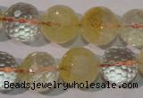 CCR206 15.5 inches 15mm faceted round natural citrine gemstone beads