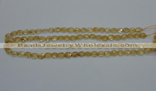 CCR21 15.5 inches 6*7mm faceted oval natural citrine gemstone beads