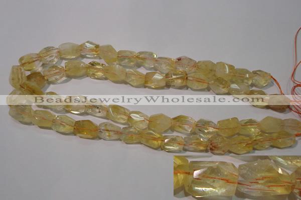 CCR214 15.5 inches 12*14mm faceted nuggets natural citrine beads