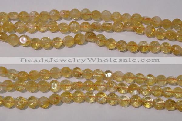 CCR230 15.5 inches 8mm flat round natural citrine gemstone beads