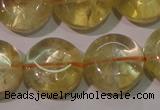 CCR233 15.5 inches 14mm flat round natural citrine gemstone beads