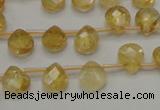 CCR31 15.5 inches 8*10mm faceted briolette natural citrine beads