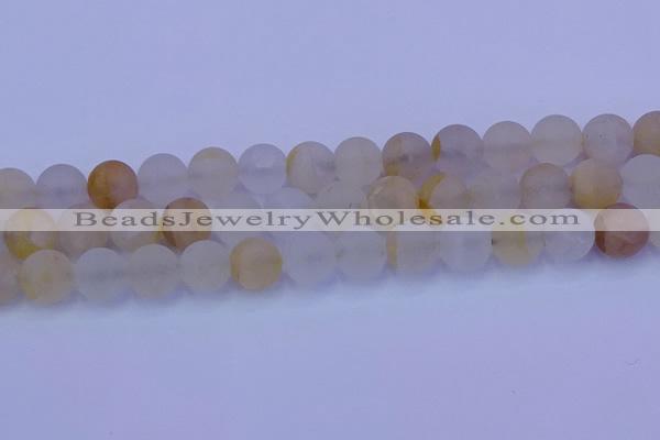 CCR374 15.5 inches 12mm round matte citrine beads wholesale