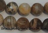 CCS314 15.5 inches 14mm faceted round natural sunstone beads